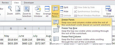 Excel Freeze Panes Ribbon